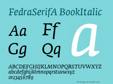 FedraSerifA BookItalic Version 001.000 Font Sample
