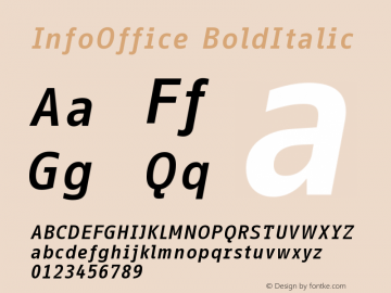 InfoOffice BoldItalic Version 001.000 Font Sample