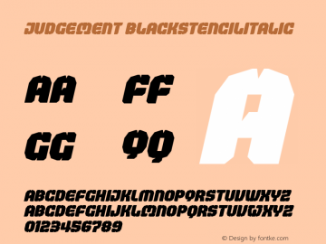 Judgement BlackStencilItalic Version 001.000 Font Sample