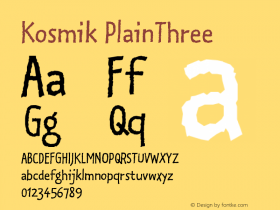 Kosmik PlainThree Version 001.000 Font Sample