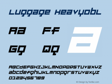 Luggage HeavyObl Version 001.000 Font Sample