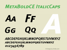 MetaBoldCE ItalicCaps Version 001.000 Font Sample