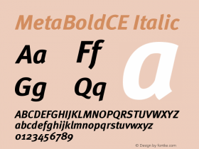 MetaBoldCE Italic Version 001.000 Font Sample