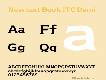 Newtext Book ITC Demi Version 001.000 Font Sample