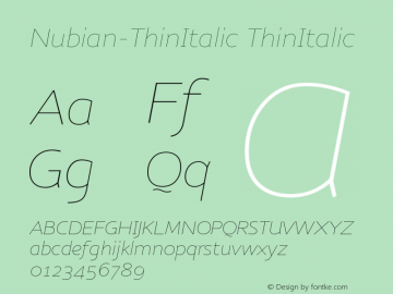 Nubian-ThinItalic ThinItalic Version 001.000图片样张