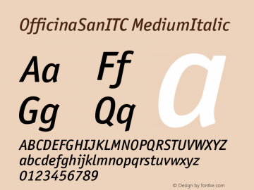OfficinaSanITC MediumItalic Version 005.000 Font Sample