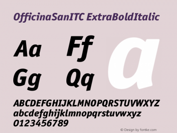 OfficinaSanITC ExtraBoldItalic Version 005.000 Font Sample