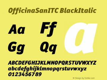OfficinaSanITC BlackItalic Version 005.000 Font Sample