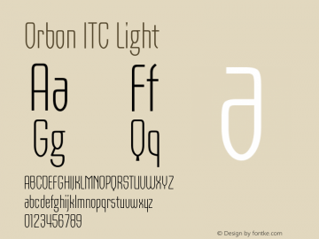 Orbon ITC Light Version 005.000 Font Sample