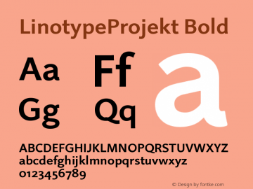 LinotypeProjekt Bold Version 001.000 Font Sample