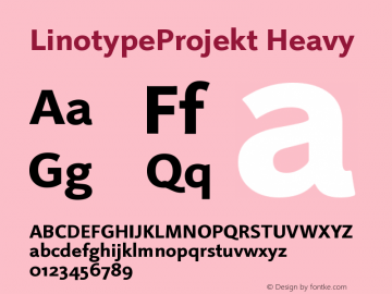 LinotypeProjekt Heavy Version 001.000 Font Sample