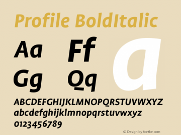 Profile BoldItalic Version 001.000图片样张