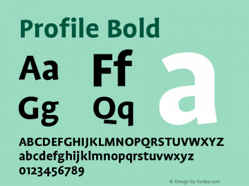 Profile Bold Version 001.000 Font Sample