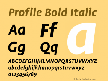Profile Bold Italic 001.000 Font Sample