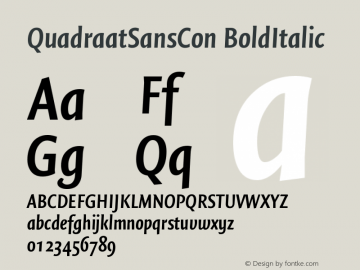 QuadraatSansCon BoldItalic Version 001.000 Font Sample