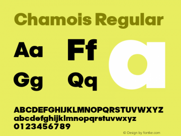 Chamois Regular Altsys Fontographer 4.0.3 2/6/94 Font Sample