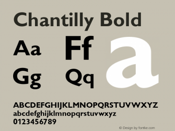 Chantilly Bold Version 1.0 08-10-2002 Font Sample