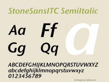 StoneSansITC SemiItalic Version 005.000图片样张