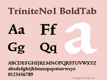 TriniteNo1 BoldTab Version 001.000 Font Sample