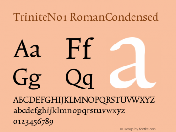 TriniteNo1 RomanCondensed Version 001.000 Font Sample