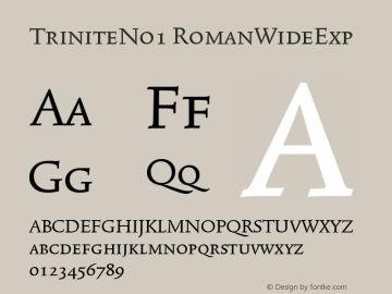 TriniteNo1 RomanWideExp Version 001.000 Font Sample