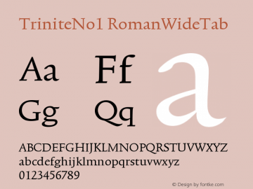 TriniteNo1 RomanWideTab Version 001.000 Font Sample