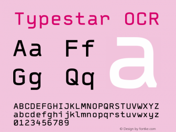 Typestar OCR Version 001.000 Font Sample