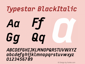 Typestar BlackItalic Version 001.000 Font Sample