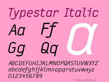 Typestar Italic 001.000 Font Sample