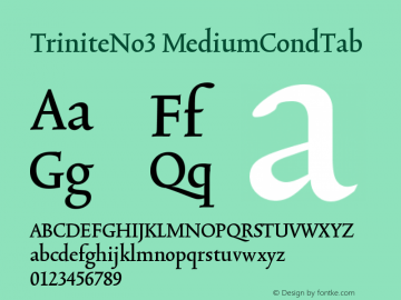 TriniteNo3 MediumCondTab Version 001.000 Font Sample