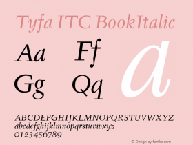 Tyfa ITC BookItalic Version 005.000图片样张