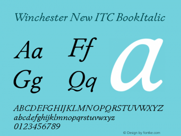 Winchester New ITC BookItalic Version 001.001 Font Sample