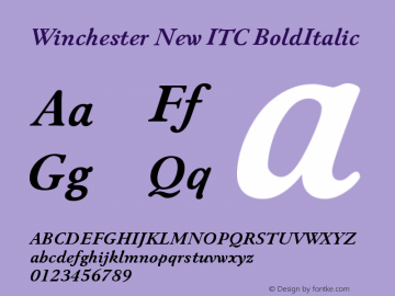 Winchester New ITC BoldItalic Version 001.001 Font Sample