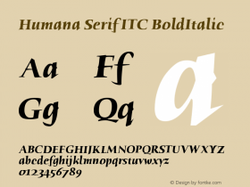 Humana Serif ITC BoldItalic Version 005.000 Font Sample