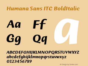 Humana Sans ITC BoldItalic Version 001.001图片样张