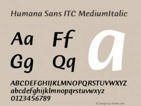 Humana Sans ITC MediumItalic Version 005.000图片样张