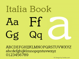 Italia Book Version 001.000 Font Sample