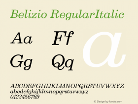 Belizio RegularItalic Version 001.000图片样张