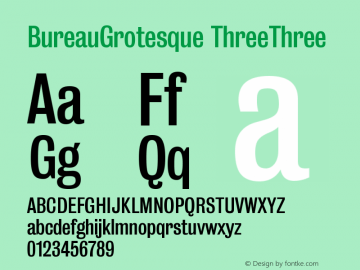 BureauGrotesque ThreeThree Version 001.000 Font Sample
