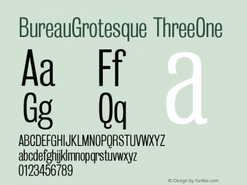 BureauGrotesque ThreeOne Version 001.000 Font Sample