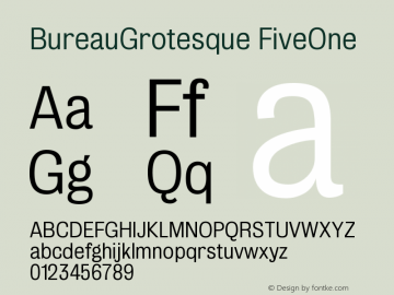 BureauGrotesque FiveOne Version 001.000 Font Sample