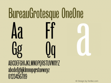 BureauGrotesque OneOne Version 001.000 Font Sample