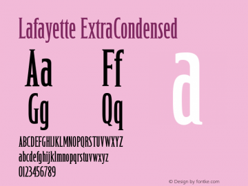 Lafayette ExtraCondensed Version 001.000 Font Sample