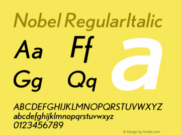 Nobel RegularItalic Version 001.000 Font Sample