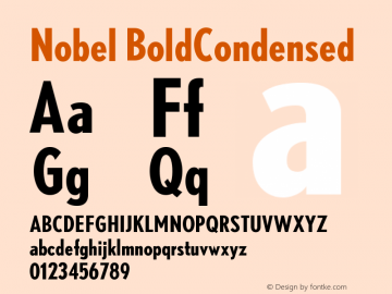 Nobel BoldCondensed Version 001.000 Font Sample