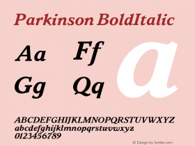 Parkinson BoldItalic Version 001.000图片样张