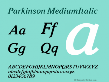 Parkinson MediumItalic Version 001.000图片样张