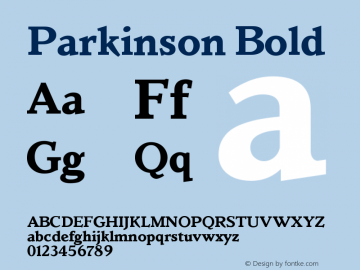 Parkinson Bold Version 001.000 Font Sample