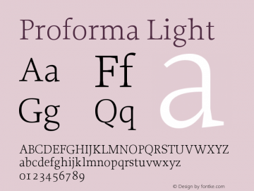 Proforma Light Version 001.000 Font Sample