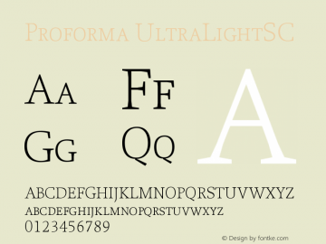 Proforma UltraLightSC Version 001.000 Font Sample